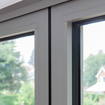 Aluminium bifold door frame close up