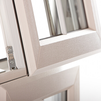 uPVC casement window frame close up