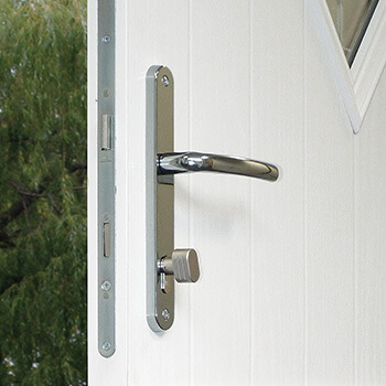 Composite door handle and lock close up