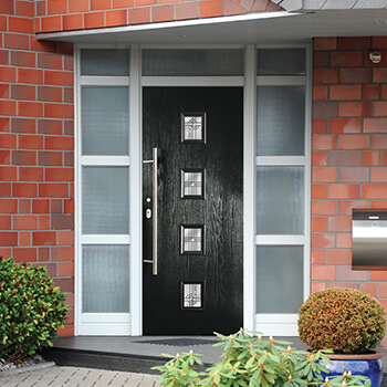 Black contemporary front composite door
