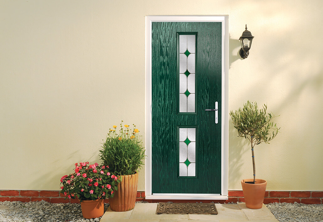 Modern dark green composite front door