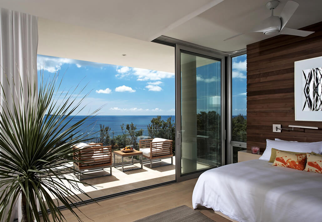 Grey aluminium sliding patio doors