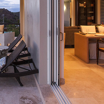 White pocket aluminium sliding door