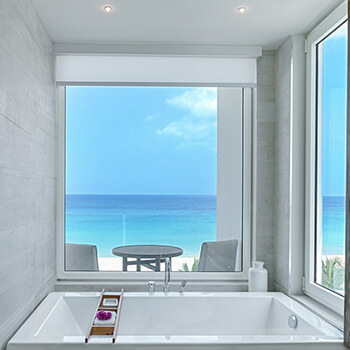 Slim white aluminium windows interior view