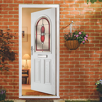 An open white composite door