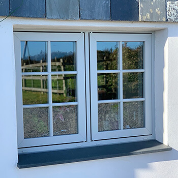 White uPVC flush sash window